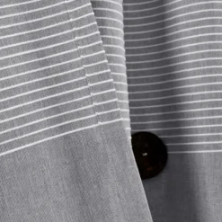 Curtains & Drapes-Kirkland's Home Buttons And Stripes Curtain Panel Set, 84 In. Gray