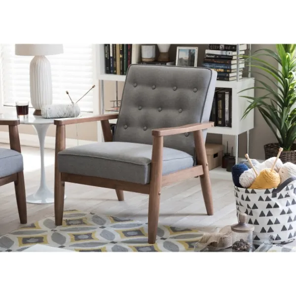 Accent Chairs-Kirkland's Home Button-Tufted Sawyer Accent Chair Gray