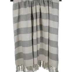 Blankets & Throws-Kirkland's Home Cabana Stripe Throw Gray