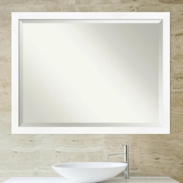 Decorative Mirrors-Kirkland's Home Cabinet White Narrow Frame Beveled Mirror