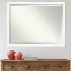 Decorative Mirrors-Kirkland's Home Cabinet White Narrow Frame Beveled Mirror
