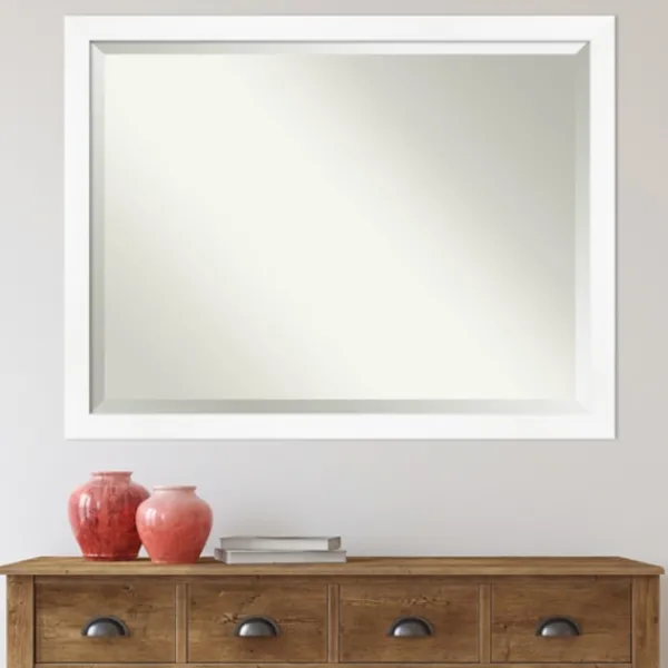Decorative Mirrors-Kirkland's Home Cabinet White Narrow Frame Beveled Mirror