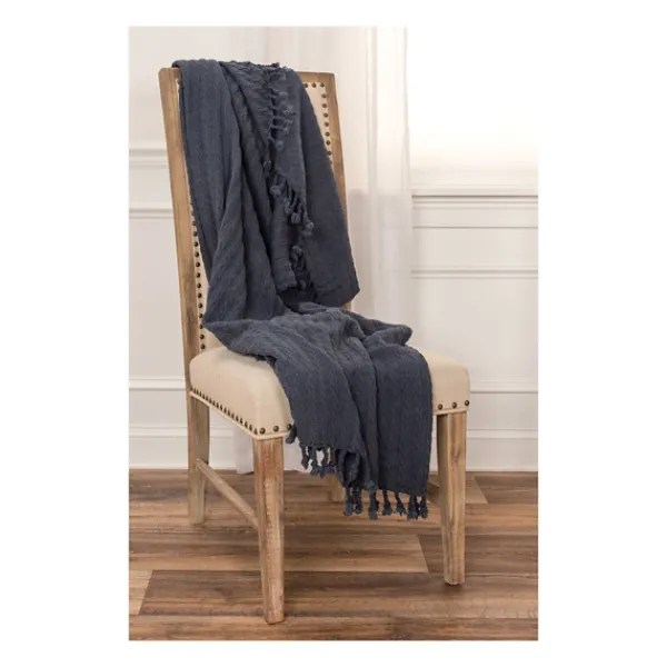 Blankets & Throws-Kirkland's Home Cable Knit Tassel Throw Blue