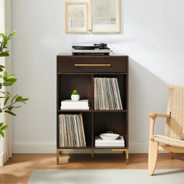 Bookshelves-Kirkland's Home Cadence Gold Record Storage Bookcase