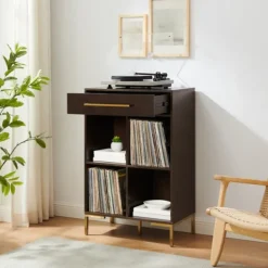 Bookshelves-Kirkland's Home Cadence Gold Record Storage Bookcase