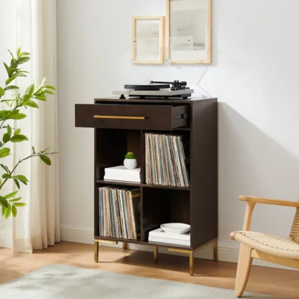 Bookshelves-Kirkland's Home Cadence Gold Record Storage Bookcase