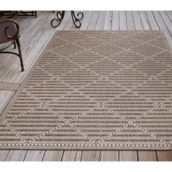 Outdoor Rugs-Kirkland's Home Cafe Geo Lattice Outdoor Area Rug, 4X7 Brown