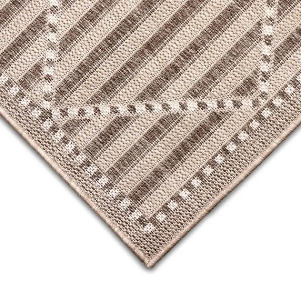 Outdoor Rugs-Kirkland's Home Cafe Geo Lattice Outdoor Area Rug, 4X7 Brown