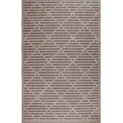 Outdoor Rugs-Kirkland's Home Cafe Geo Lattice Outdoor Area Rug, 6X9 Brown