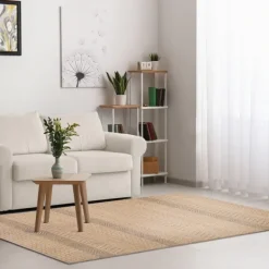 Outdoor Rugs-Kirkland's Home Camel Linear Sundry Outdoor Area Rug, 6X9 Tan