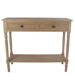 Console Tables-Kirkland's Home Camel Rattan Console Table Brown