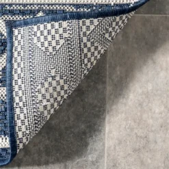 Outdoor Rugs-Kirkland's Home Cammie Blue Moroccan Tribal Outdoor Rug, 5X8 Blue/Gray