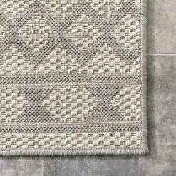 Outdoor Rugs-Kirkland's Home Cammie Gray Moroccan Geometric Outdoor Rug, 5X8 Gray/Ivory