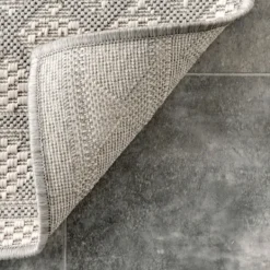 Outdoor Rugs-Kirkland's Home Cammie Gray Moroccan Geometric Outdoor Rug, 5X8 Gray/Ivory