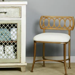 Benches & Ottomans-Kirkland's Home Canal Street Vanity Stool White