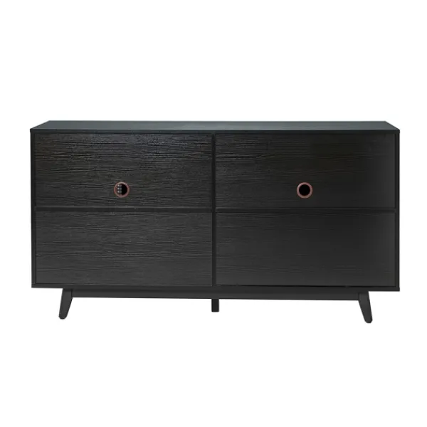 Cabinets & Sideboards-Kirkland's Home Cane Wood Storage Media Cabinet Black