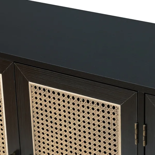 Cabinets & Sideboards-Kirkland's Home Cane Wood Storage Media Cabinet Black
