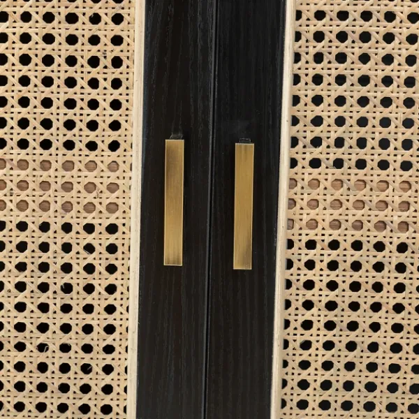 Cabinets & Sideboards-Kirkland's Home Cane Wood Storage Media Cabinet Black