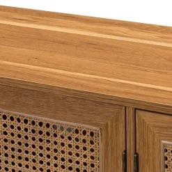 Cabinets & Sideboards-Kirkland's Home Cane Wood Storage Media Cabinet Tan