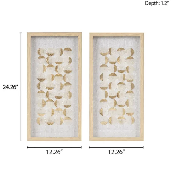 Wall Plaques-Kirkland's Home Capiz Shells Emblem Framed Wall Plaques, Set Of 2 White/Gold