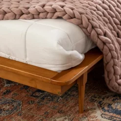 Beds & Headboards-Kirkland's Home Caramel Mid-Century Modern Platform King Bed Frame Brown