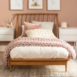 Beds & Headboards-Kirkland's Home Caramel Mid-Century Modern Twin Bed Frame Brown