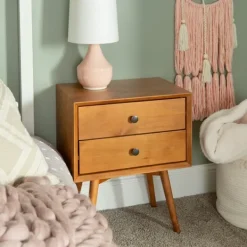 Nightstands-Kirkland's Home Caramel Mid-Century Nightstand Brown