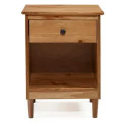 Nightstands-Kirkland's Home Caramel One-Drawer Wood Nightstand Brown