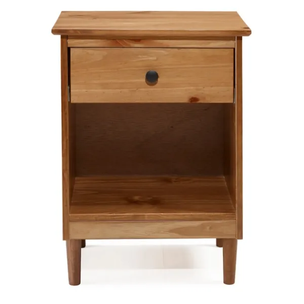Nightstands-Kirkland's Home Caramel One-Drawer Wood Nightstand Brown