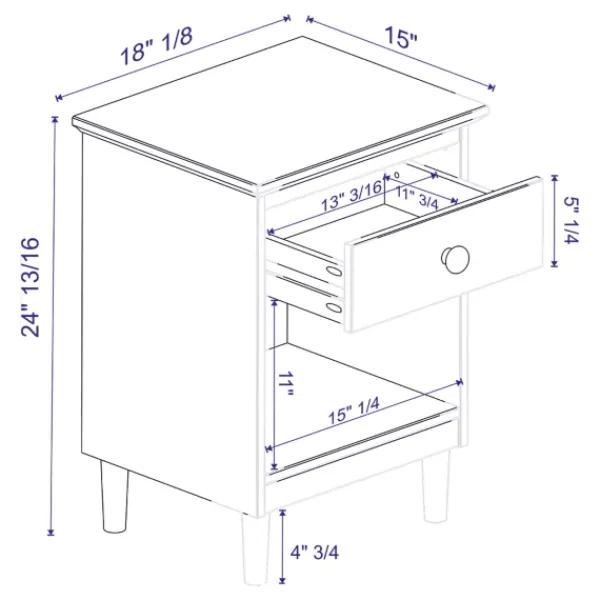 Nightstands-Kirkland's Home Caramel One-Drawer Wood Nightstand Brown