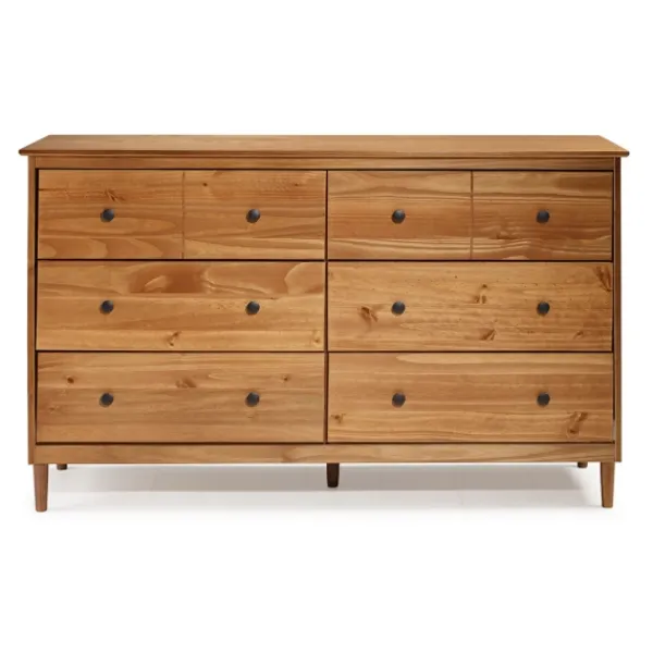 Dressers & Chests-Kirkland's Home Caramel Solid Wood 6-Drawer Dresser Brown