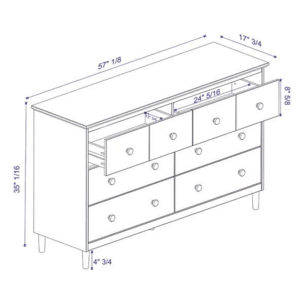 Dressers & Chests-Kirkland's Home Caramel Solid Wood 6-Drawer Dresser Brown