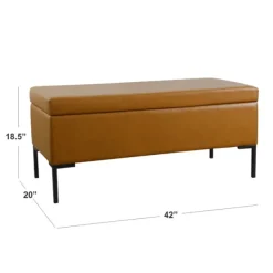 Benches & Ottomans-Kirkland's Home Caramel Vegan Leather Storage Bench Brown