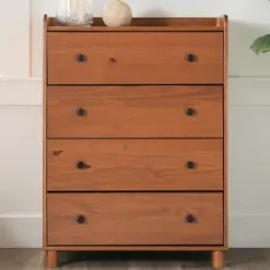 Dressers & Chests-Kirkland's Home Caramel Wooden 4-Drawer Dresser Brown