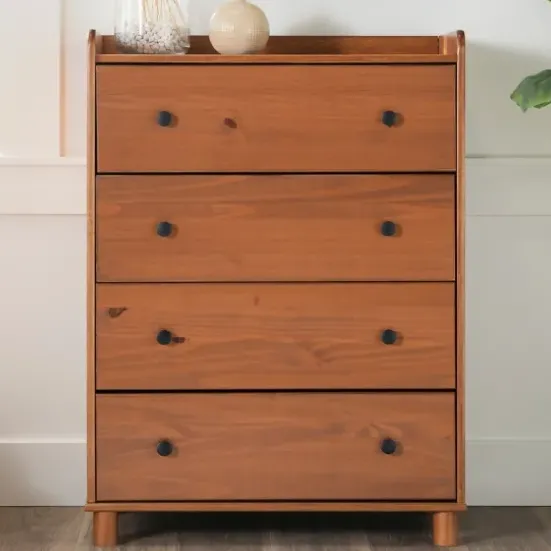Dressers & Chests-Kirkland's Home Caramel Wooden 4-Drawer Dresser Brown