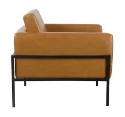 Accent Chairs-Kirkland's Home Carmel Vegan Leather Club Accent Chair Brown