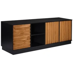 Tv Stands & Media Consoles-Kirkland's Home Carmel Wood Grooved Doors Tv Stand Brown
