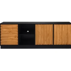 Tv Stands & Media Consoles-Kirkland's Home Carmel Wood Grooved Doors Tv Stand Brown