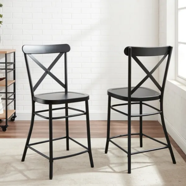Bar Stools & Counter Height Stools-Kirkland's Home Caroline X-Back Counter Stools, Set Of 2 Black