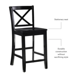 Bar Stools & Counter Height Stools-Kirkland's Home Carter X-Back Counter Stool Black