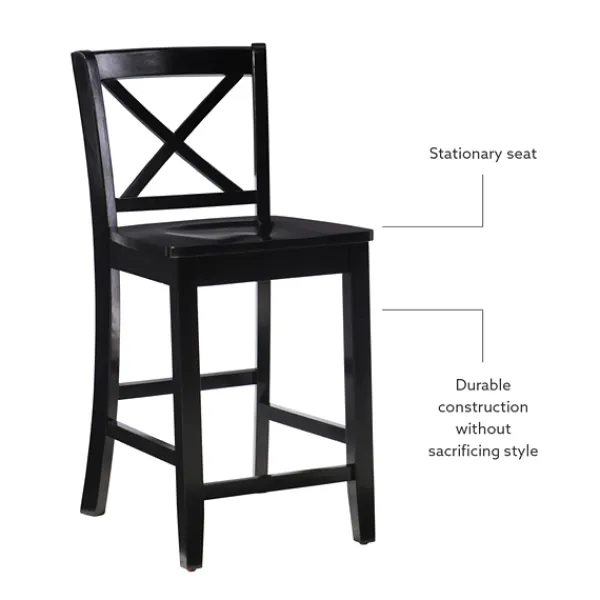 Bar Stools & Counter Height Stools-Kirkland's Home Carter X-Back Counter Stool Black