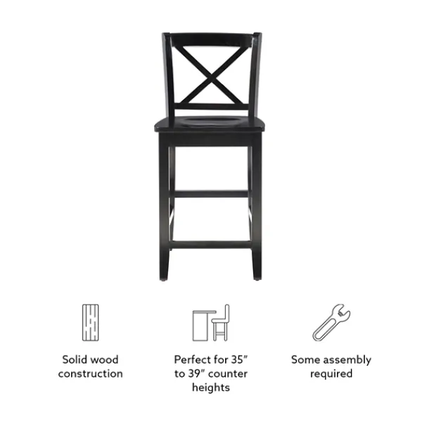 Bar Stools & Counter Height Stools-Kirkland's Home Carter X-Back Counter Stool Black
