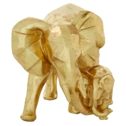 Statues & Figurines-Kirkland's Home Carved Elephant Family Statue Gold