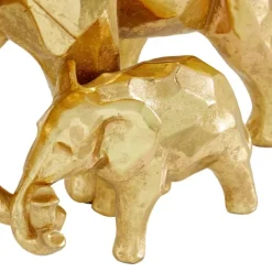 Statues & Figurines-Kirkland's Home Carved Elephant Family Statue Gold