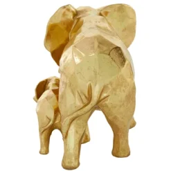 Statues & Figurines-Kirkland's Home Carved Elephant Family Statue Gold