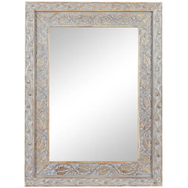 Decorative Mirrors-Kirkland's Home Carved Floral Mango Wood Mirror