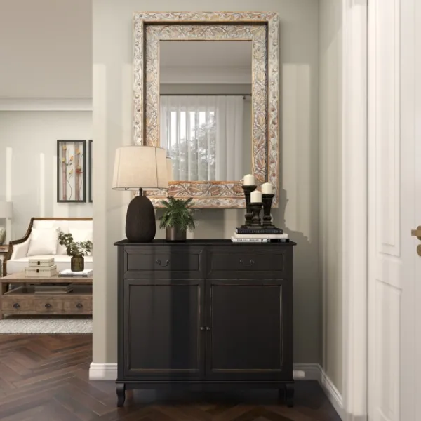 Decorative Mirrors-Kirkland's Home Carved Floral Mango Wood Mirror