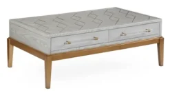 Coffee Tables-Kirkland's Home Carved Graphite And Gold 2-Drawer Coffee Table Gray