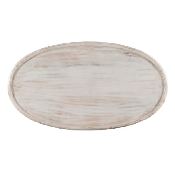 Coffee Tables-Kirkland's Home Carved Lattice Wood Oval Coffee Table White
