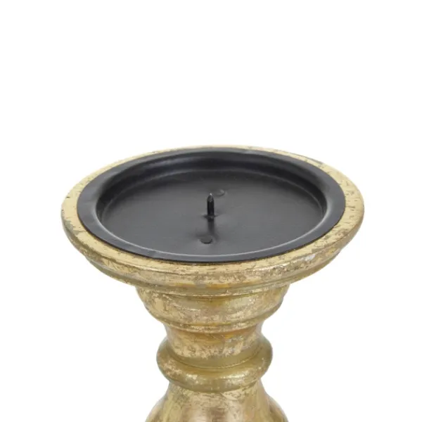 Candle Holders-Kirkland's Home Carved Mango Wood Candle Holders, Set Of 3 Gold